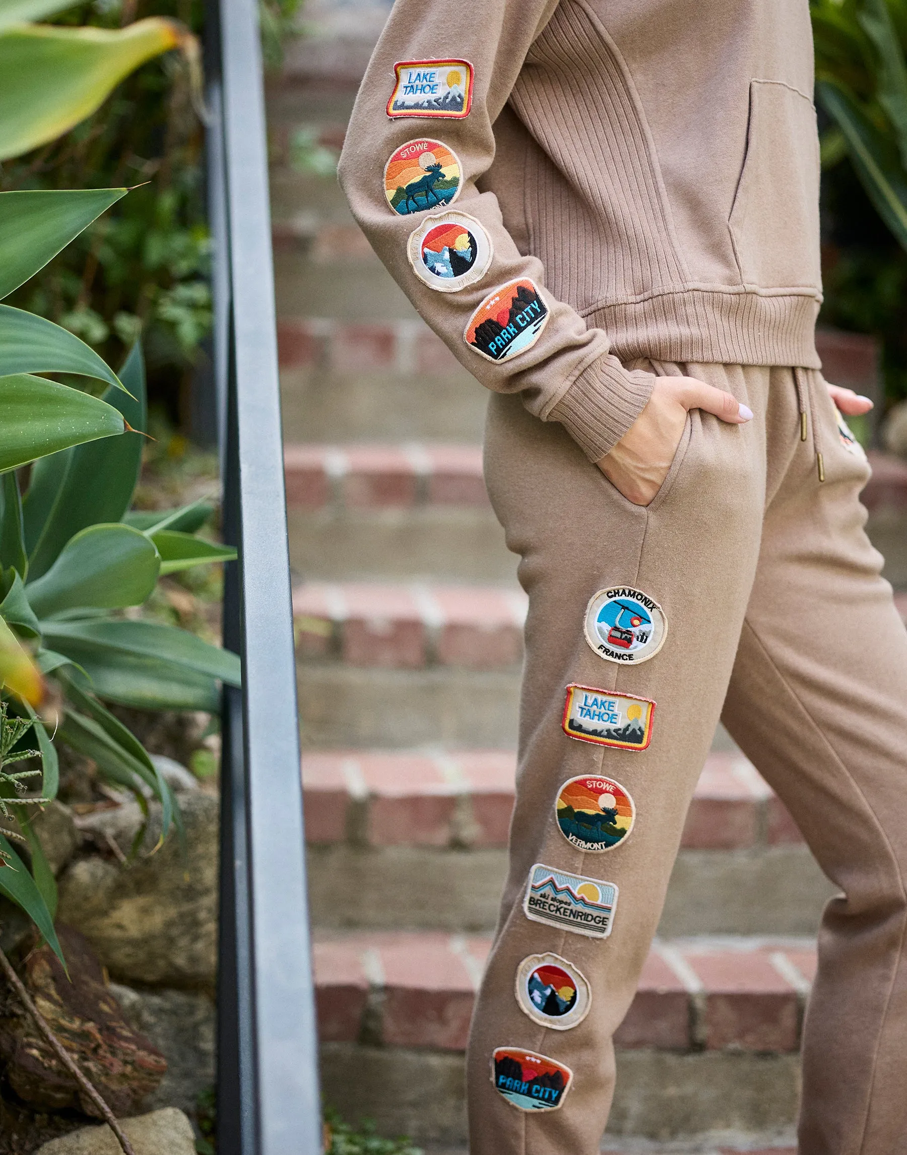 Winter Patch Fleece Hoodie by Vintage Havana - Toasted Almond sold by Beach Bunny product image thumbnail 3