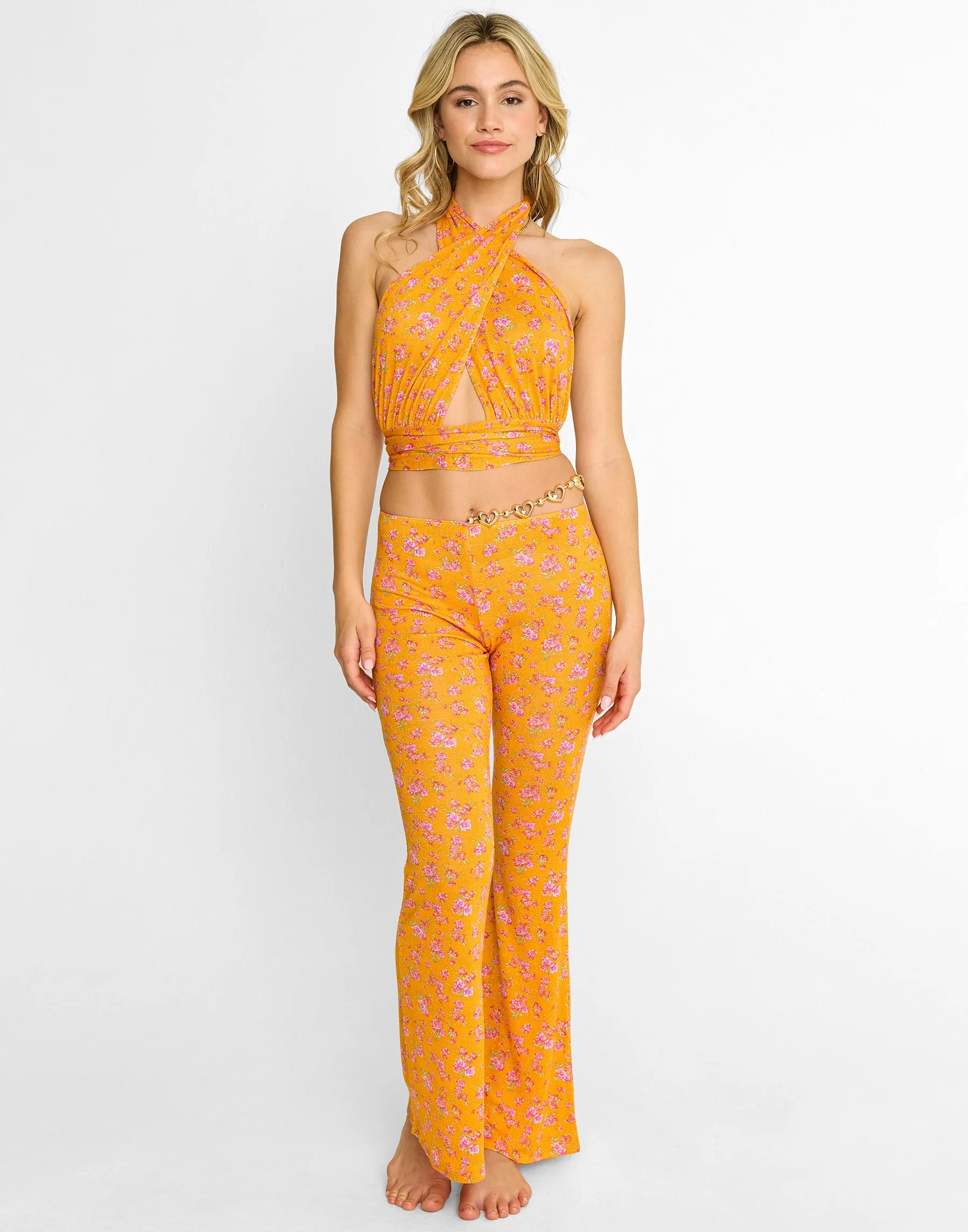 Saddie Pant - Orange Ditsy Floral sold by Beach Bunny product image thumbnail 3