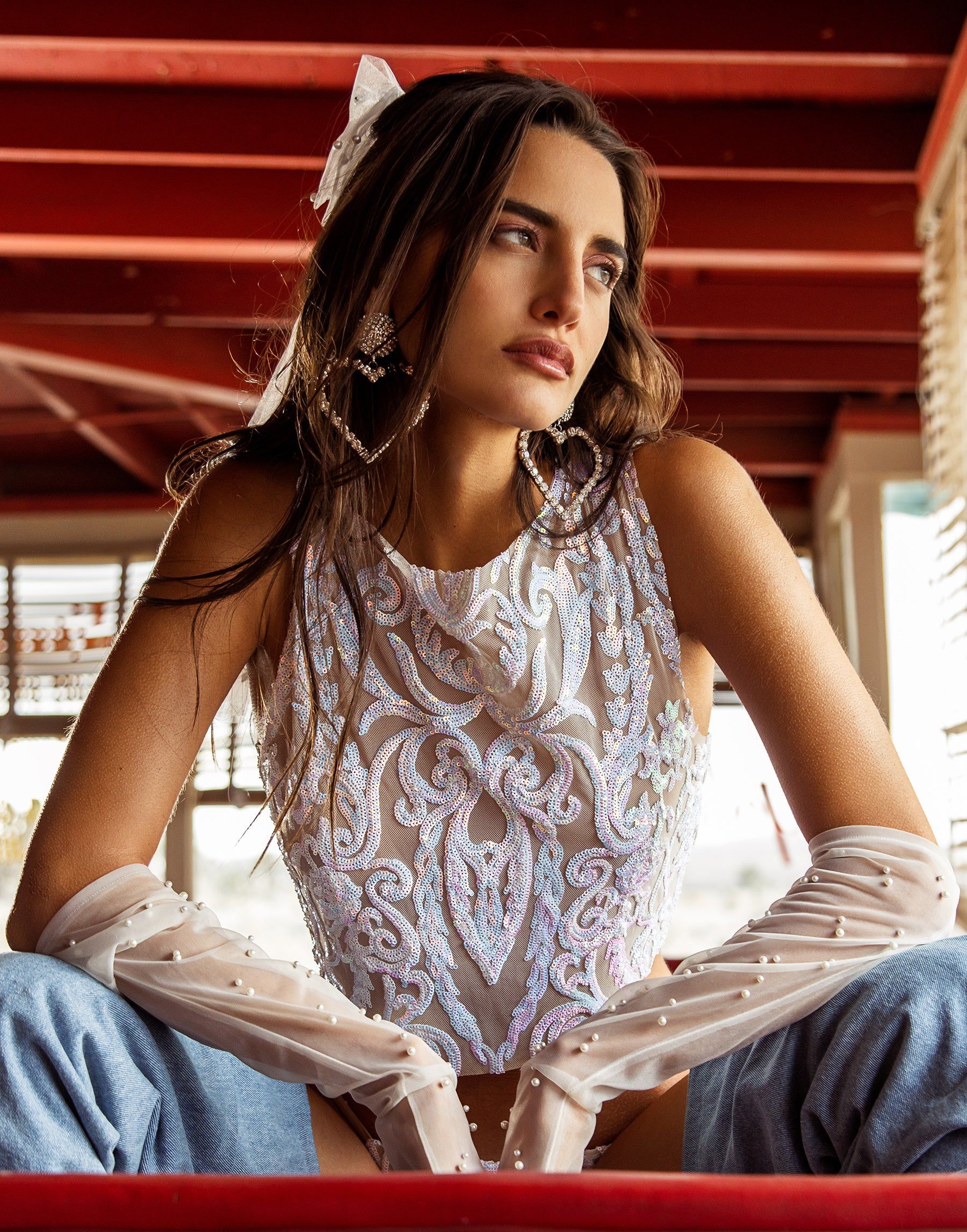 Marquise Crop Top - Iridescent sold by Beach Bunny