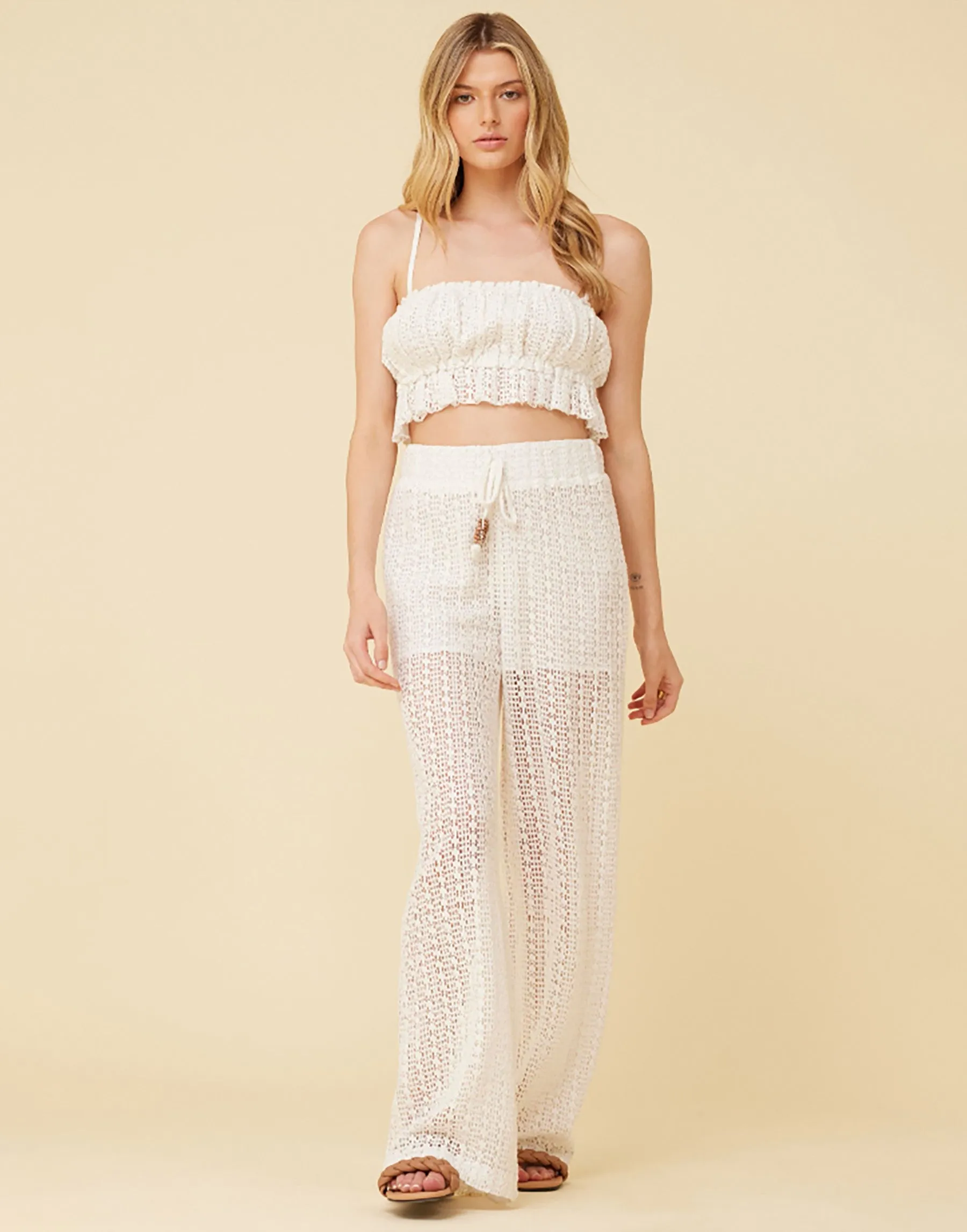 Crochet Stripe Surplice Top by Surf Gypsy - White sold by Beach Bunny