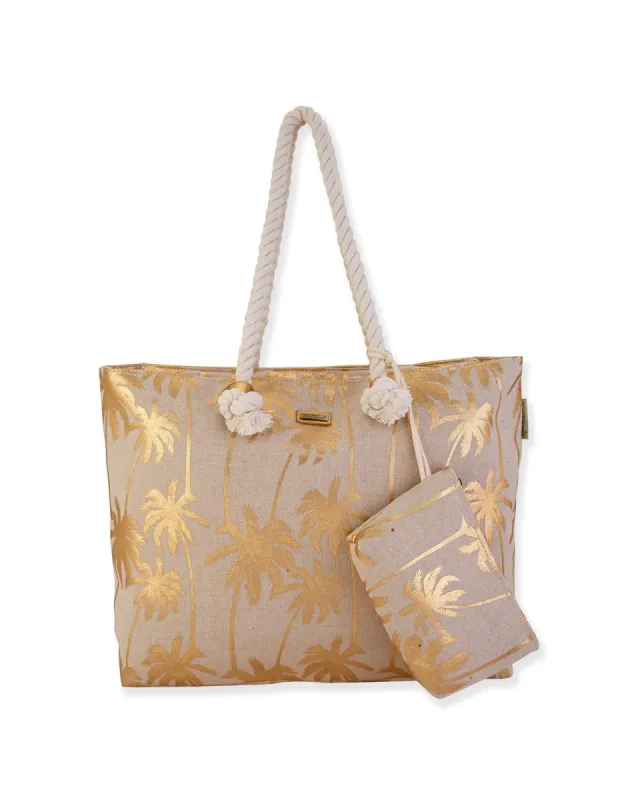 Hayden Beach Shoulder Tote by Sun N Sand - Gold sold by Beach Bunny