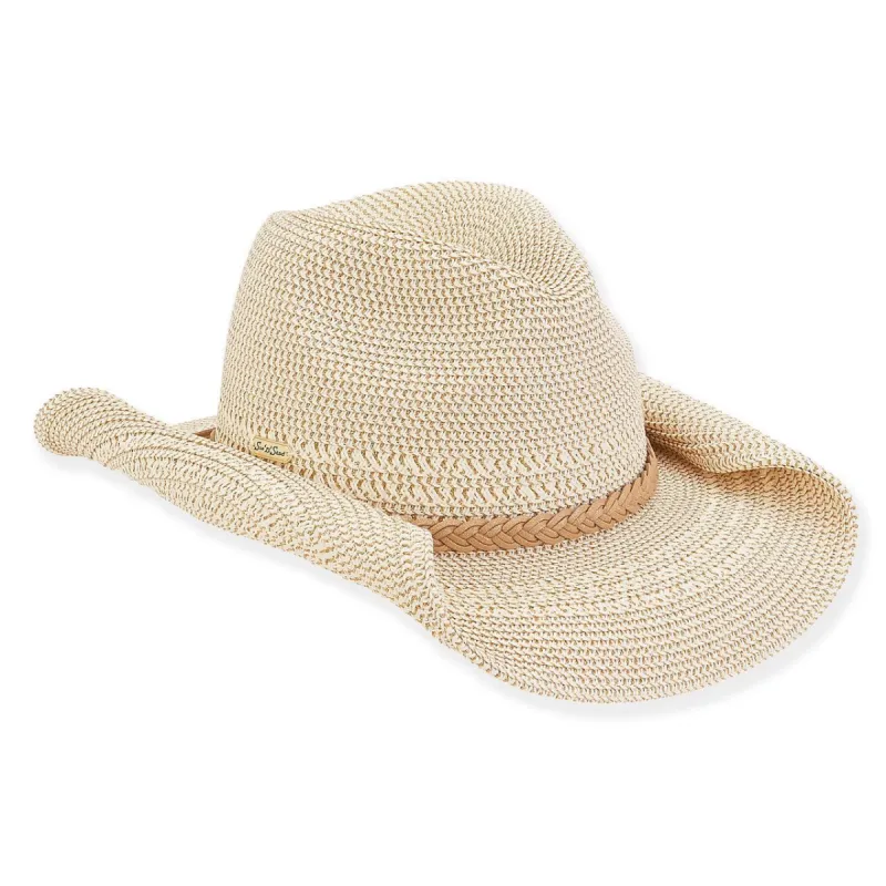 Paper Braid Western Hat by Sun N Sand- Ivory made by Beach Bunny