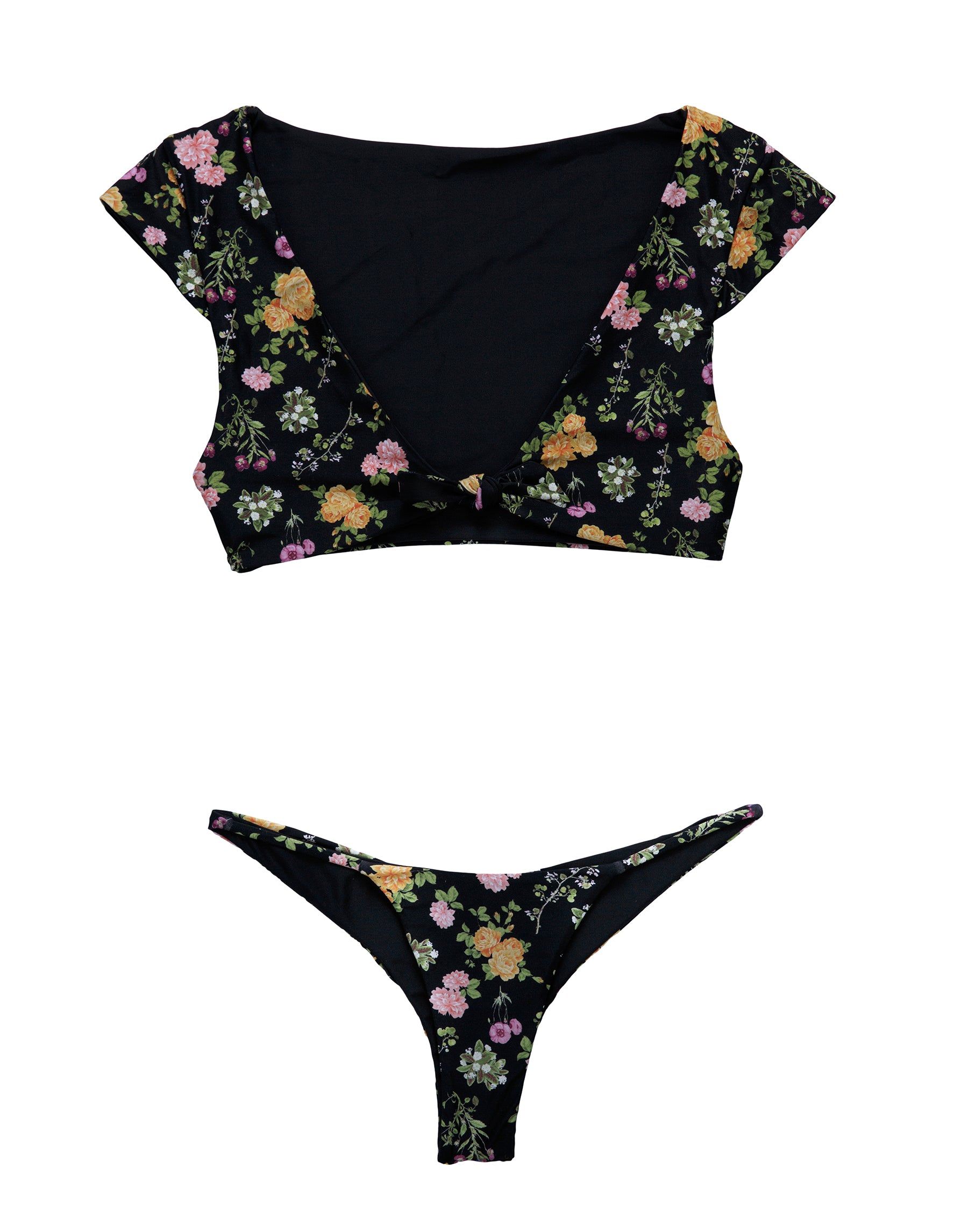 Margeaux Crop Top - Black Floral sold by Beach Bunny product image thumbnail 4