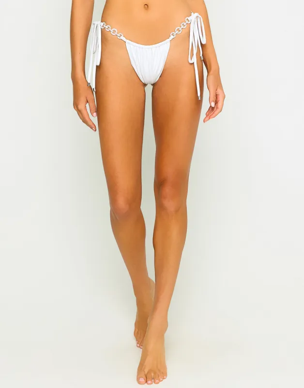 Devan Tie Side Bottom - White Crystal sold by Beach Bunny