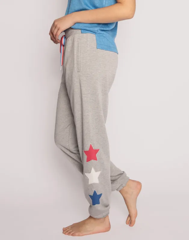 Star Spangled Banded Pant by P.J. Salvage - Heather Grey made by P.J. Salvage