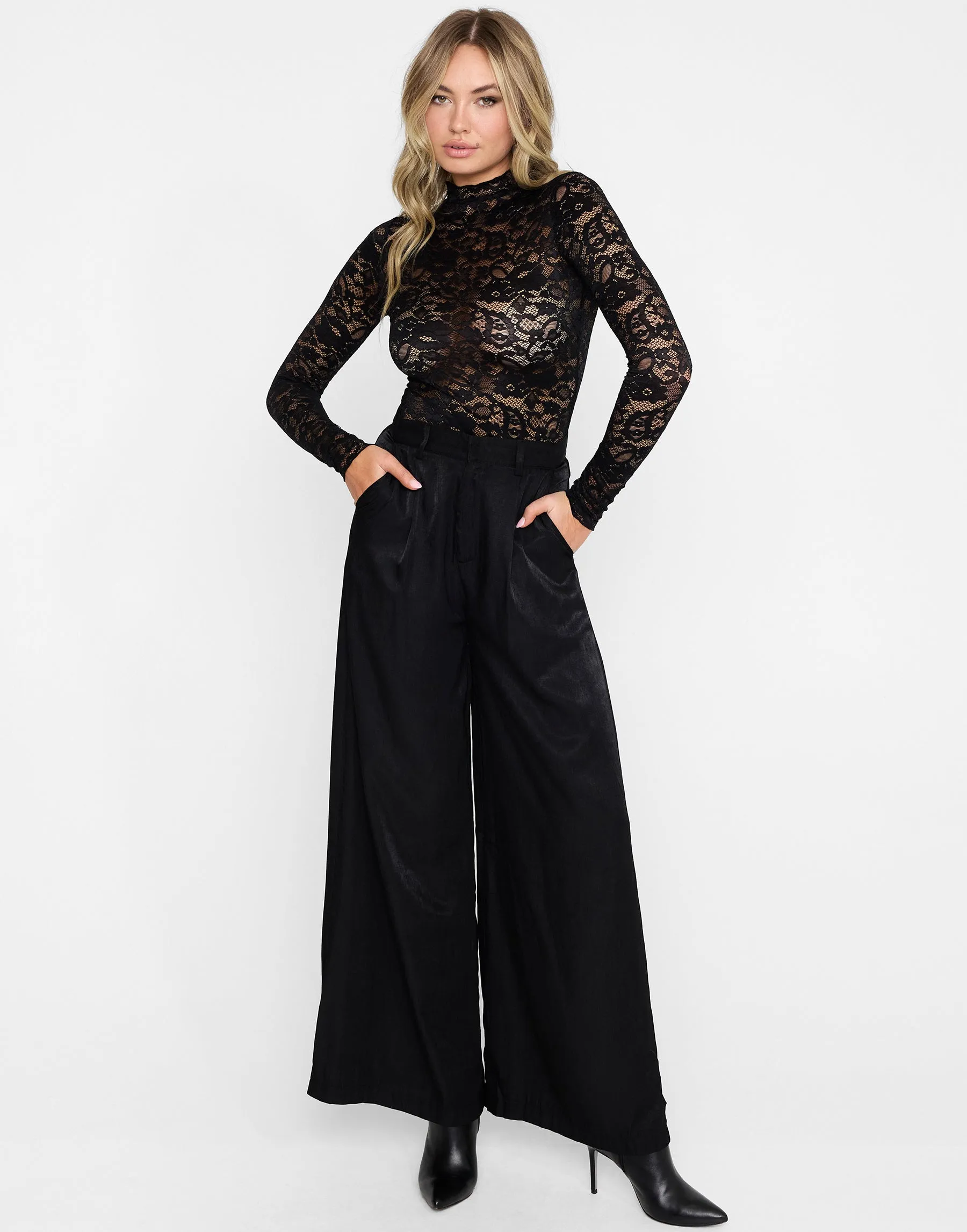 Jayda Wide Leg Pant by Summer Haus - Black sold by Beach Bunny