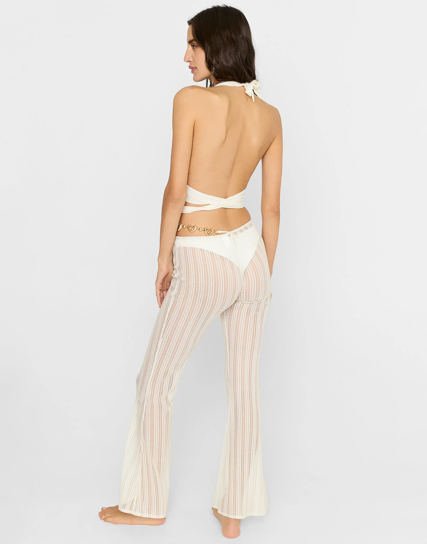 Saddie Pant - White/Gold sold by Beach Bunny