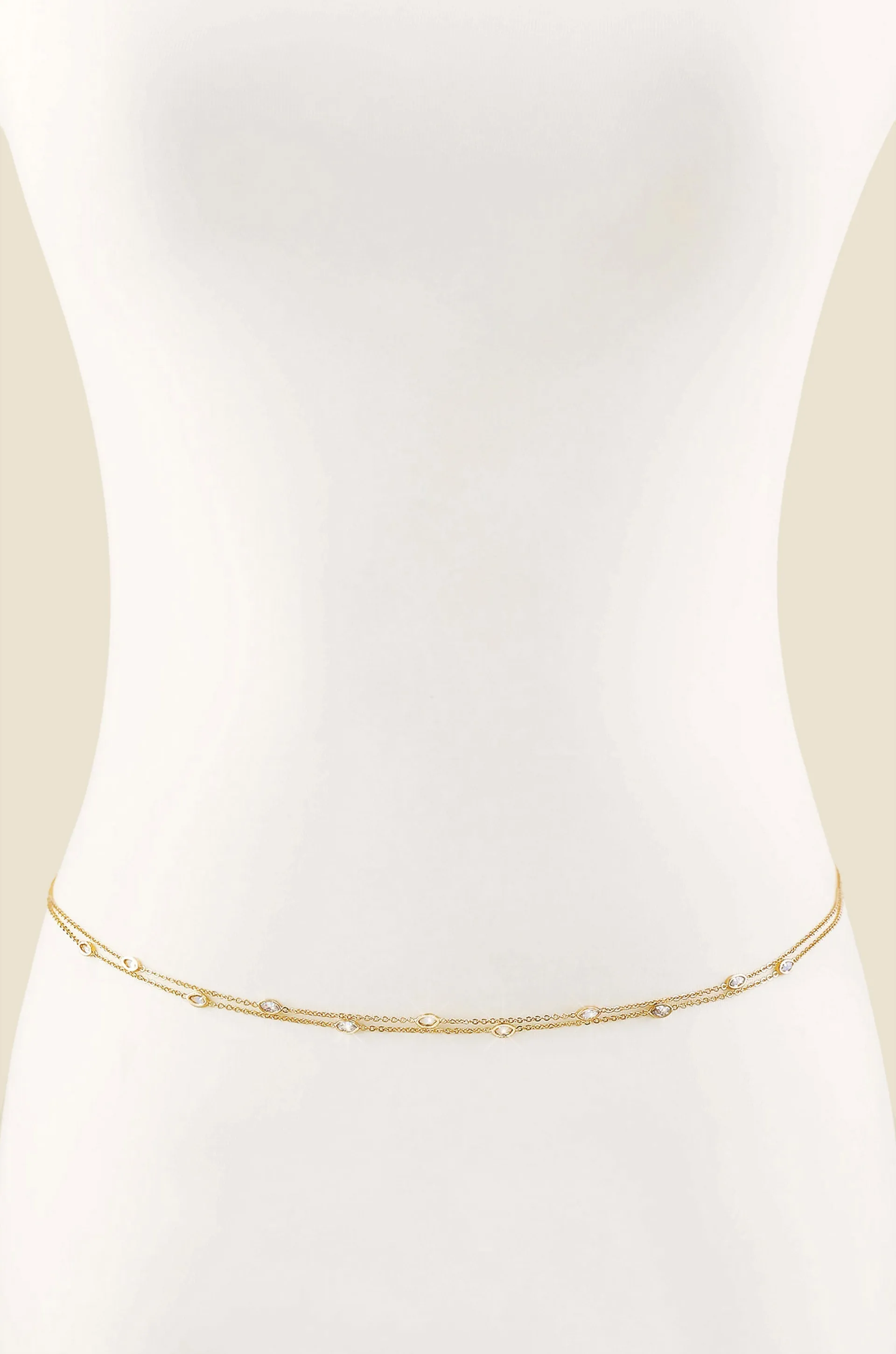 Crystal Dotted Delicate Strands Body Chain by Ettika sold by Beach Bunny