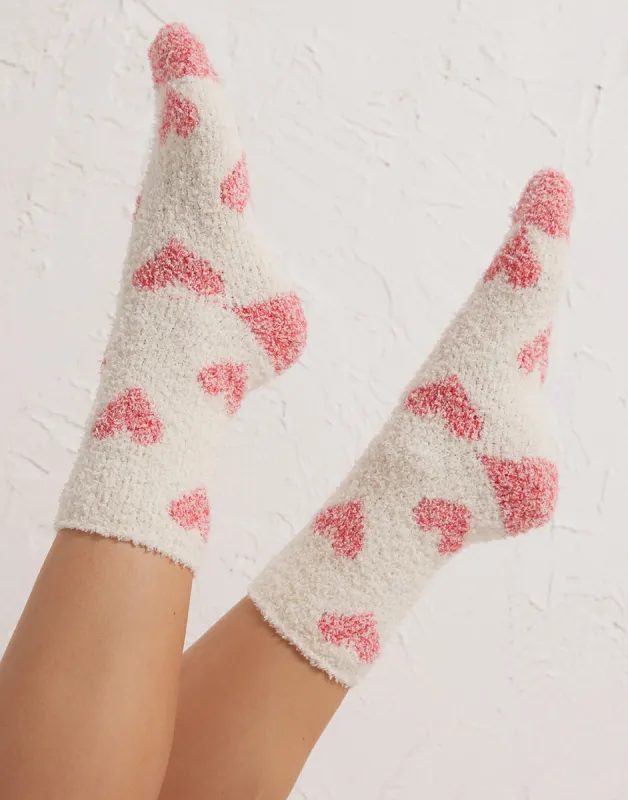 2-Pack Plush Heart Socks by Z Supply - Vanilla Ice sold by Beach Bunny