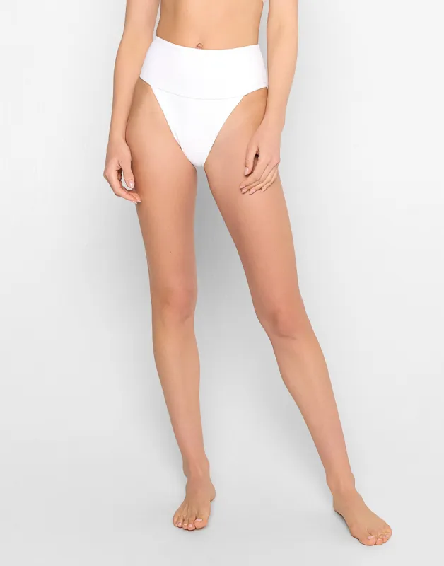 Portia High Waist Bottom - White Rib sold by Beach Bunny