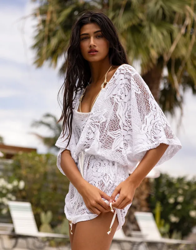 Monique V Neck Dress - White made by Beach Bunny