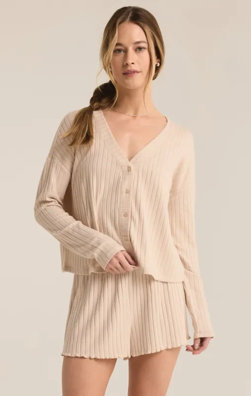 Mara Long Sleeve Cardigan Top by Z Supply - Light Oatmeal Heather sold by Beach Bunny