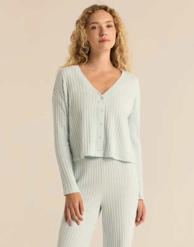 Mara Long Sleeve Cardigan Top by Z Supply - Snowflake Blue sold by Beach Bunny