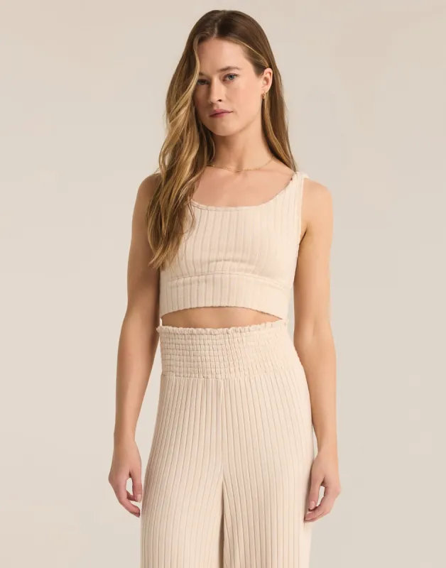 Zoe Rib Tank Bra by Z Supply - Light Oatmeal Heather sold by Beach Bunny