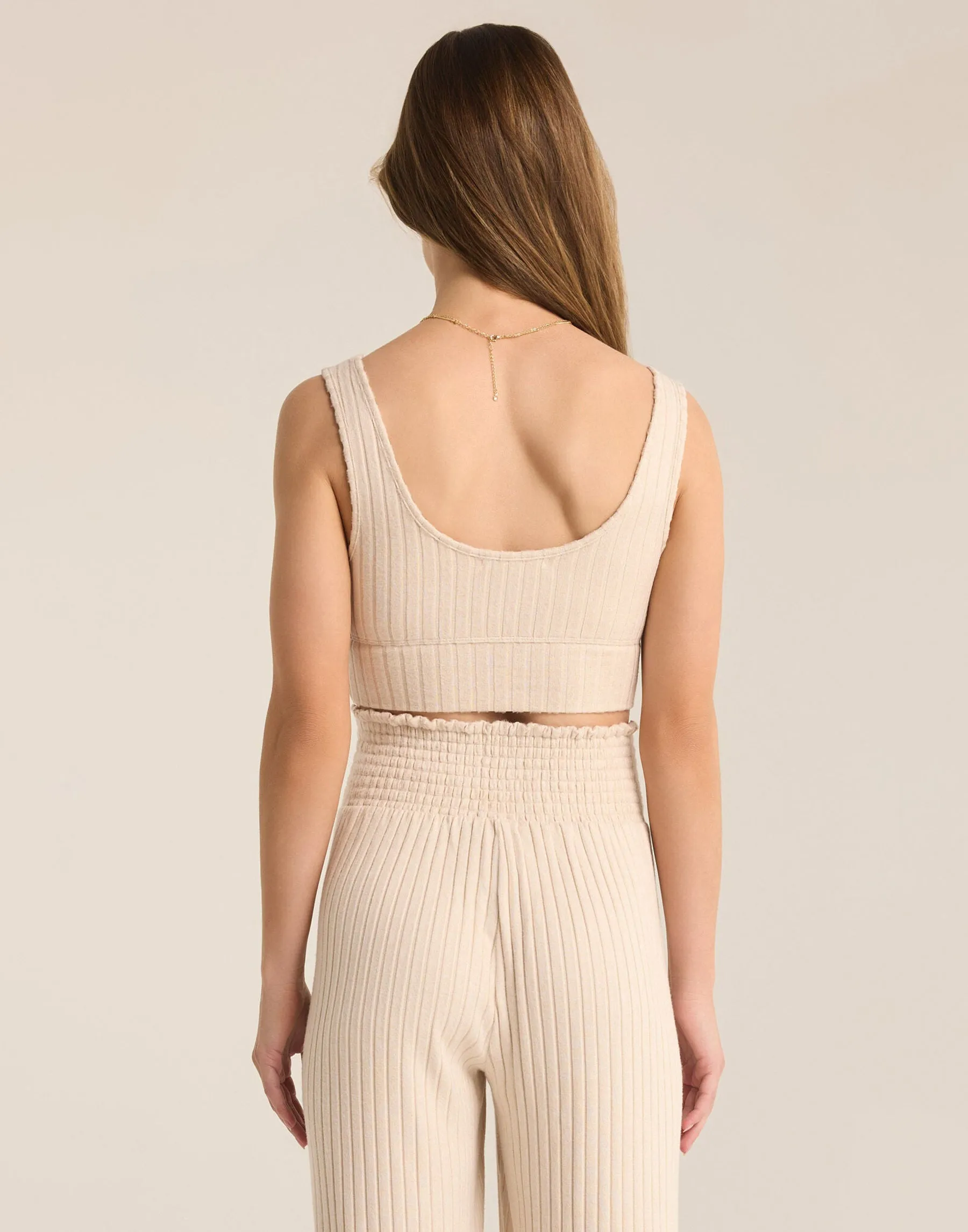 Zoe Rib Tank Bra by Z Supply - Light Oatmeal Heather sold by Beach Bunny product image thumbnail 4