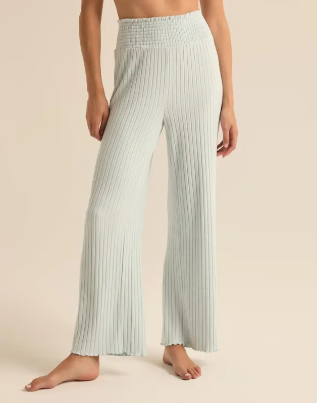 Dawn Smocked Rib Pant by Z Supply - Snowflake Blue sold by Beach Bunny