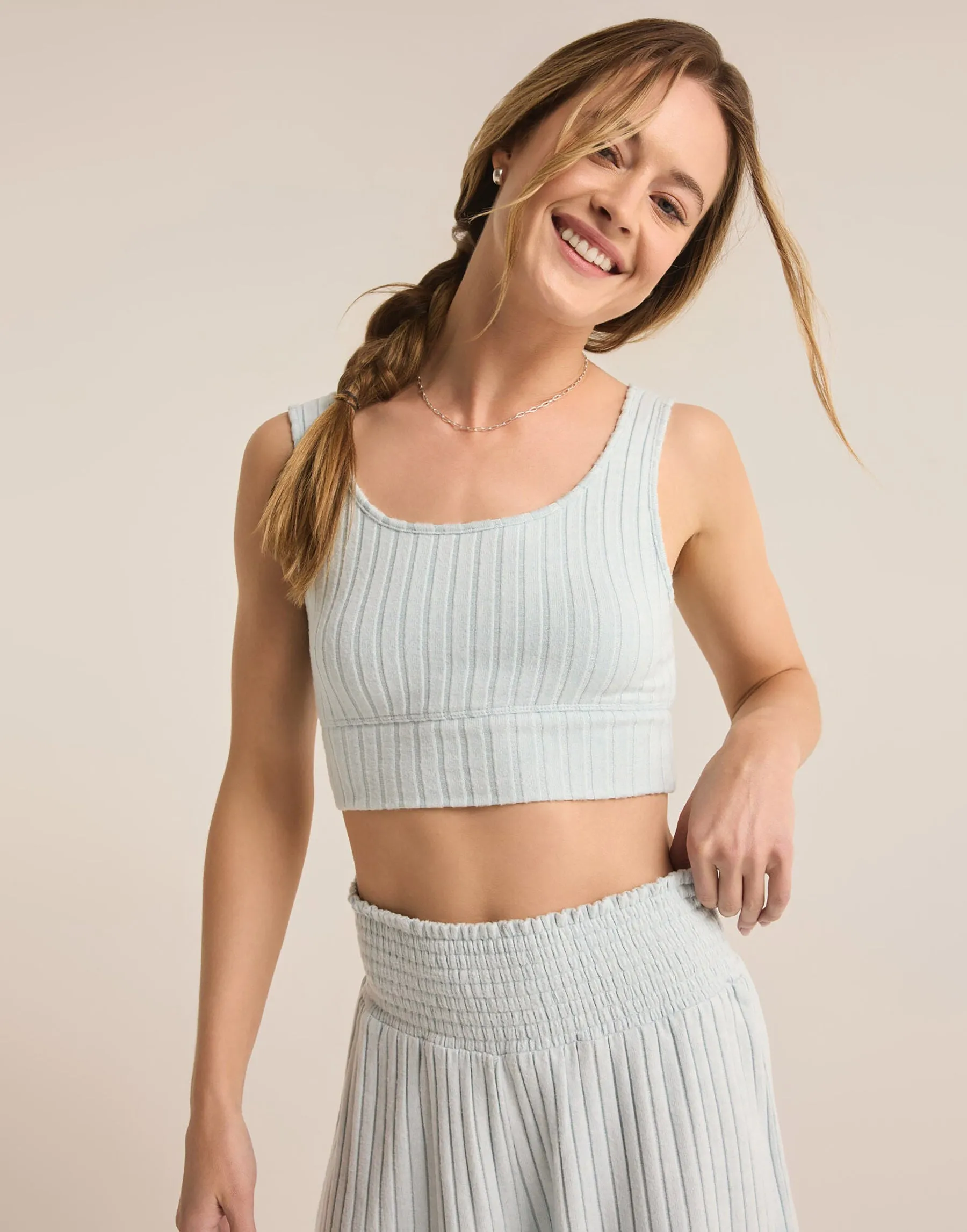Zoe Rib Tank Bra by Z Supply - Snowflake Blue sold by Beach Bunny product image thumbnail 5