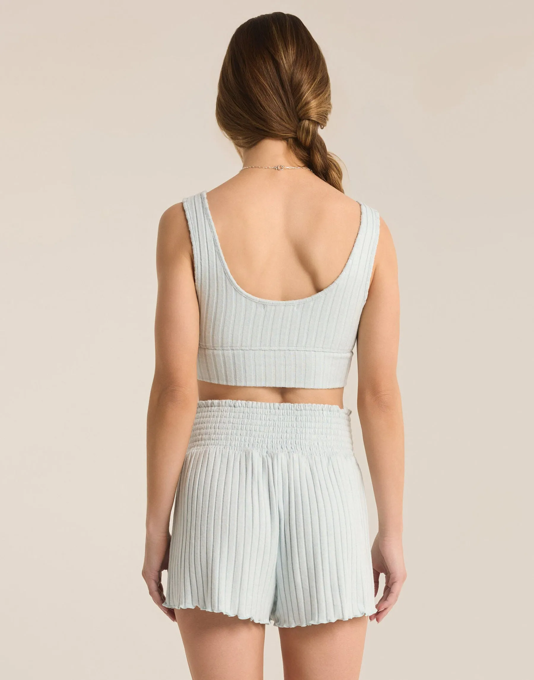 Zoe Rib Tank Bra by Z Supply - Snowflake Blue sold by Beach Bunny product image thumbnail 4