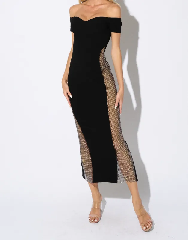 Cam Rhinestone Dress by Summer Haus - Black sold by Beach Bunny