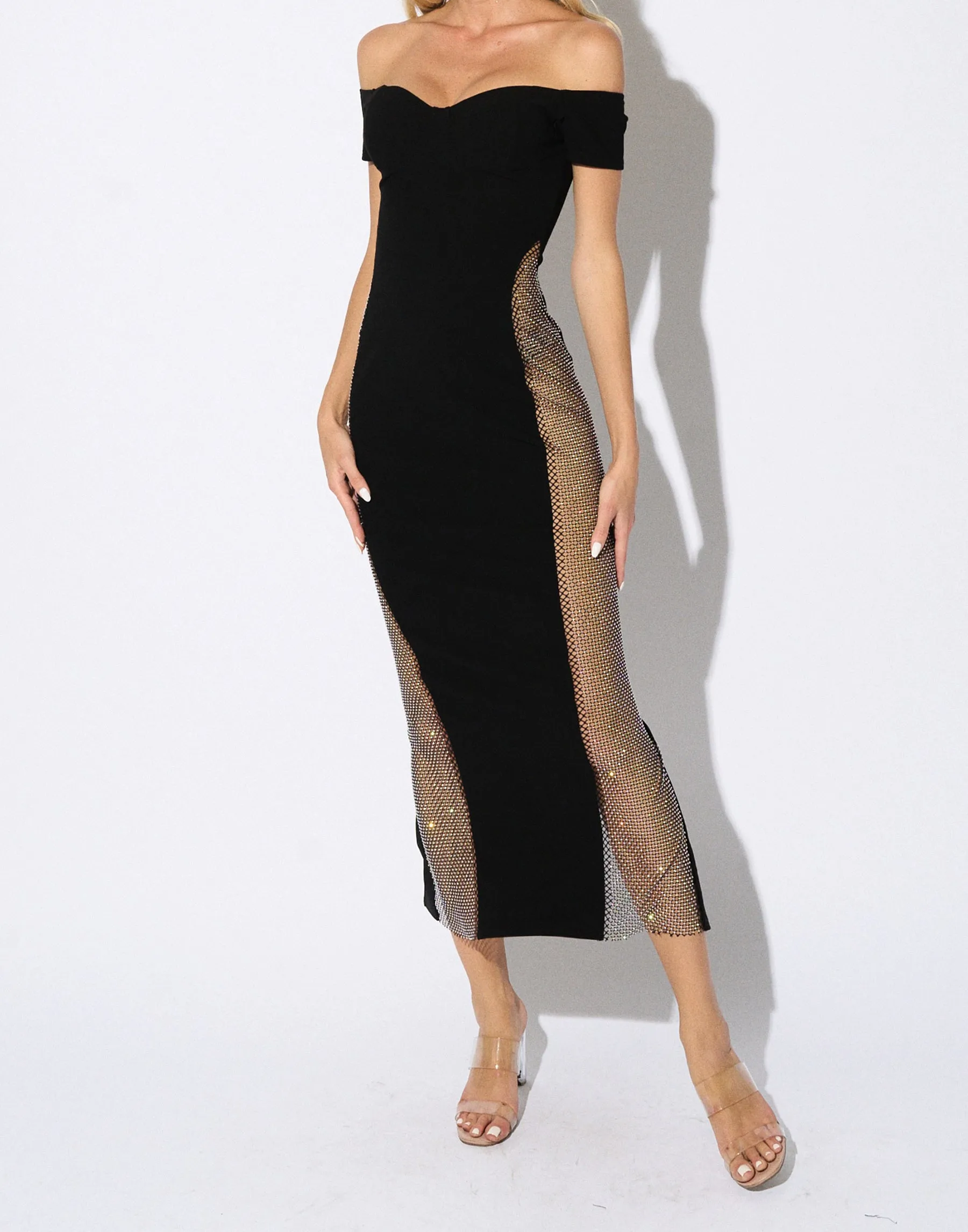 Cam Rhinestone Dress by Summer Haus - Black sold by Beach Bunny