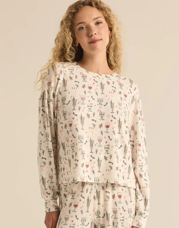 Holiday Spirits Long Sleeve by Z Supply - Sea Salt sold by Beach Bunny