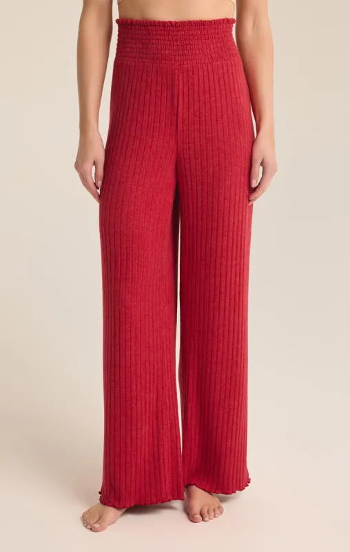 Dawn Smocked Rib Pant by Z Supply - Haute Red sold by Beach Bunny