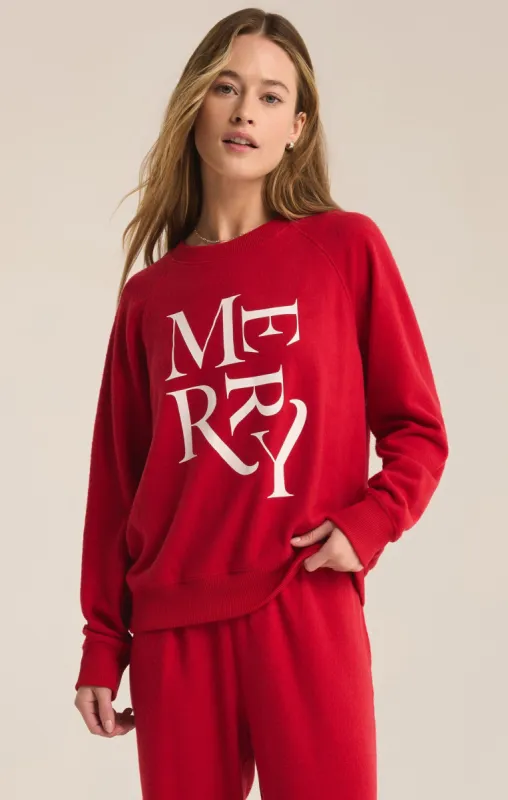 Cassie Merry Long Sleeve Top by Z Supply - Haute Red sold by Beach Bunny
