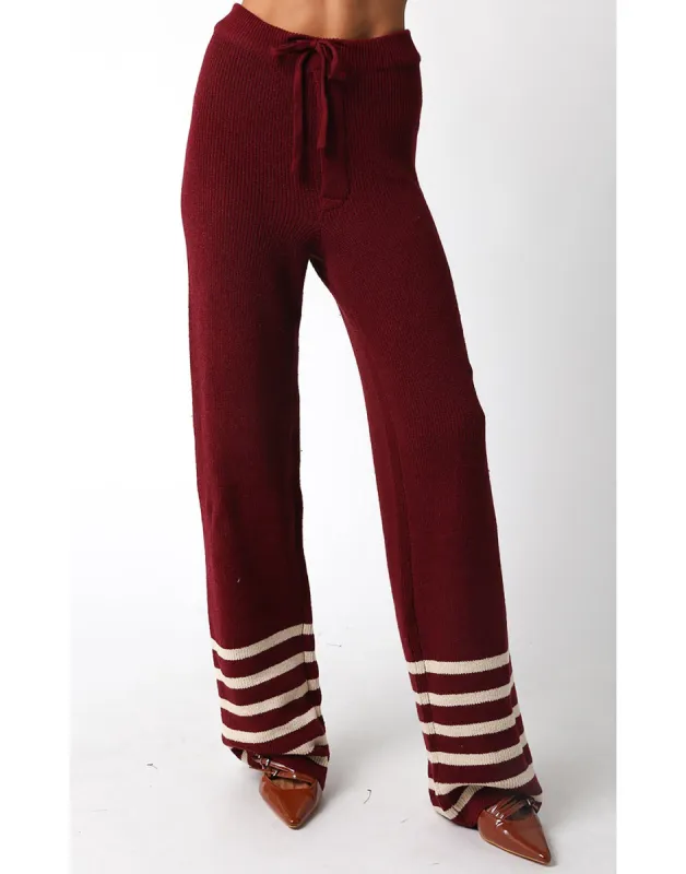 Cozy Cali Lounge Bottom by Summer Haus - Burgundy/White sold by Beach Bunny