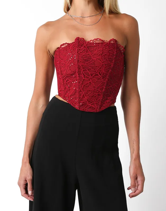 Paisley Corset Top by Summer Haus - Scarlet made by Beach Bunny