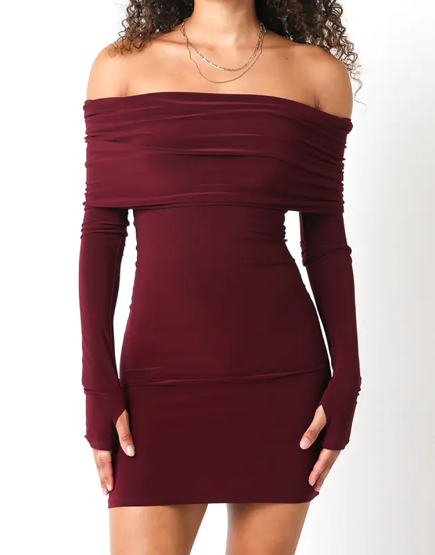 Ruby Mini Dress by Summer Haus - Burgundy made by Beach Bunny