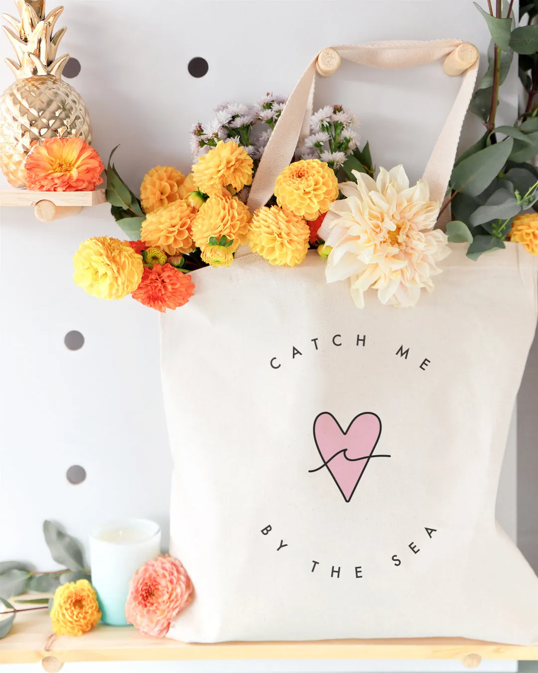 Catch Me By the Sea Cotton Canvas Tote Bag sold by Beach Bunny product image thumbnail 3