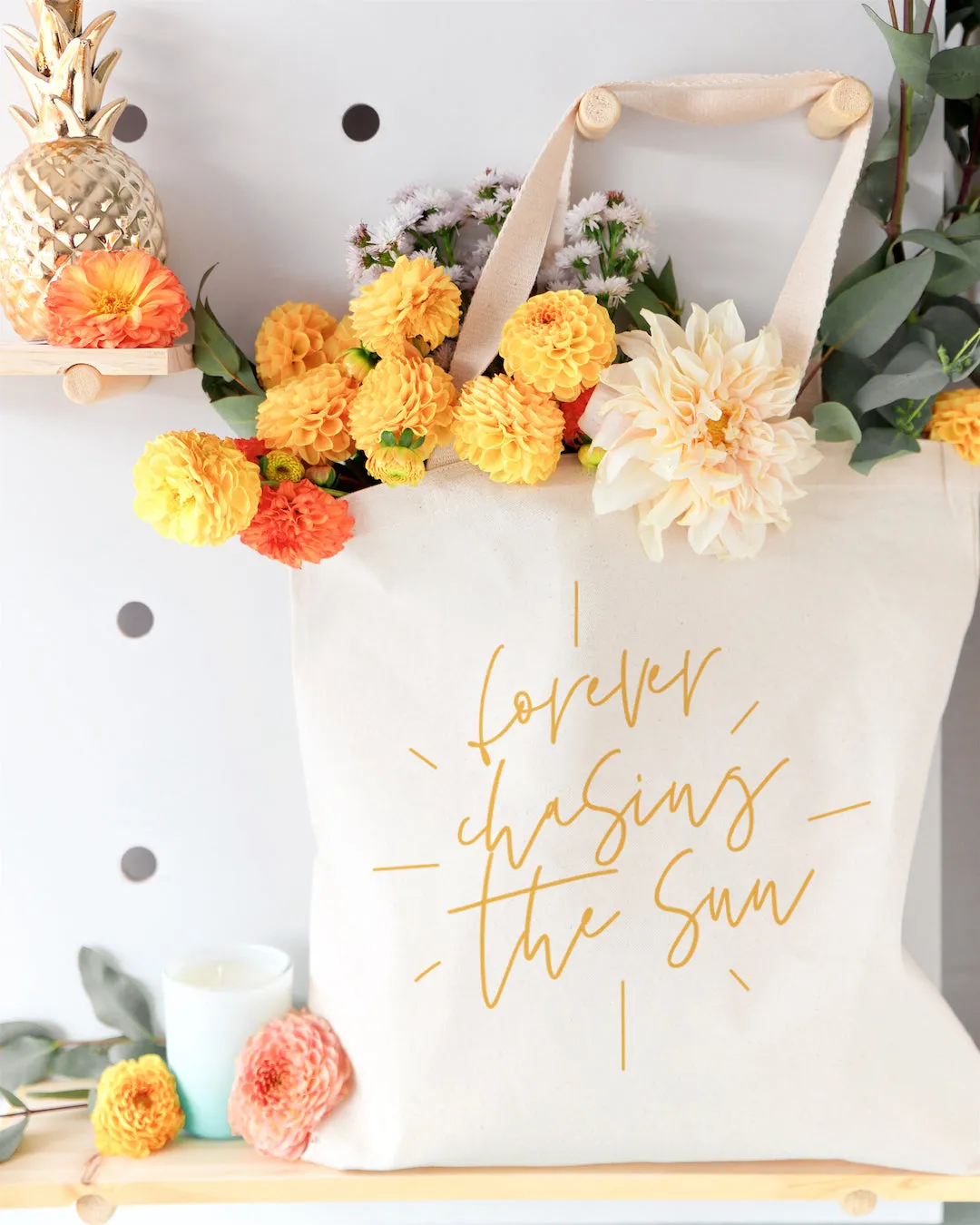 Forever Chasing the Sun Cotton Canvas Tote Bag sold by Beach Bunny product image thumbnail 3
