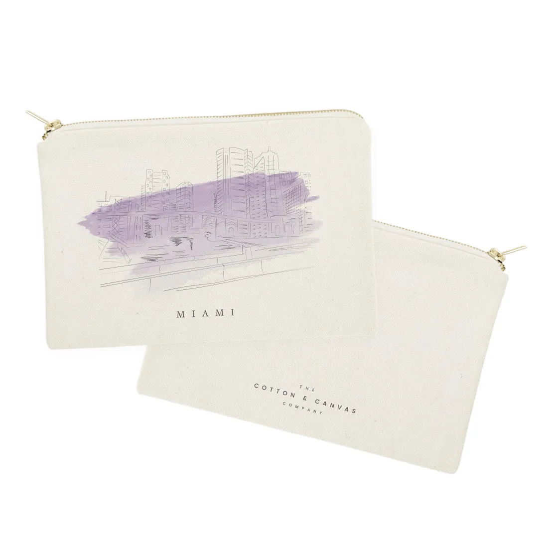 Miami Cityscape Cotton Canvas Cosmetic Bag sold by Beach Bunny product image thumbnail 2