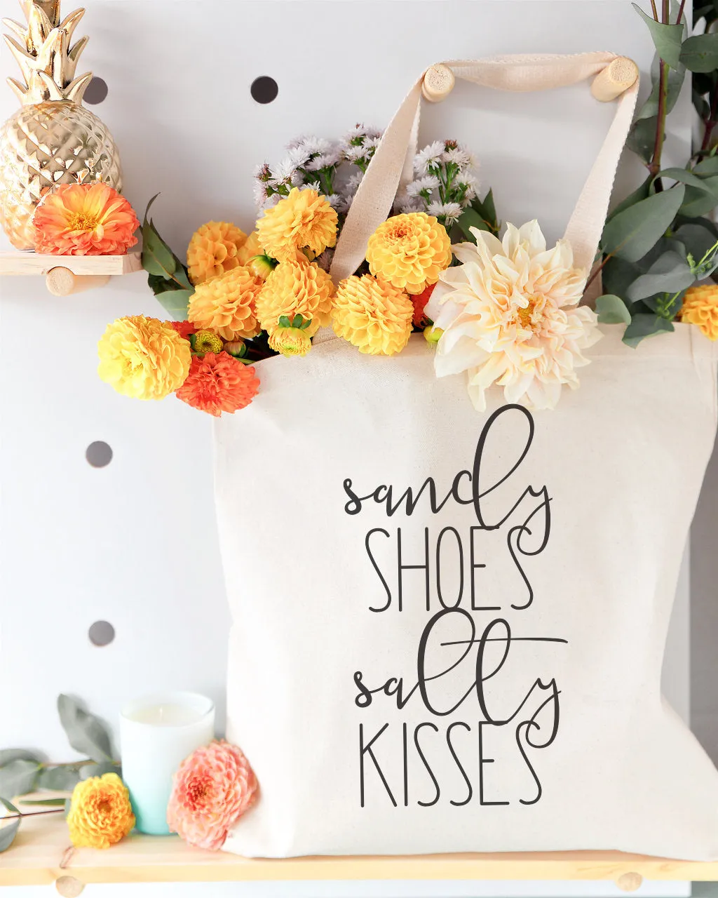 Sandy Shoes and Salty Kisses Cotton Canvas Tote Bag sold by Beach Bunny product image thumbnail 3