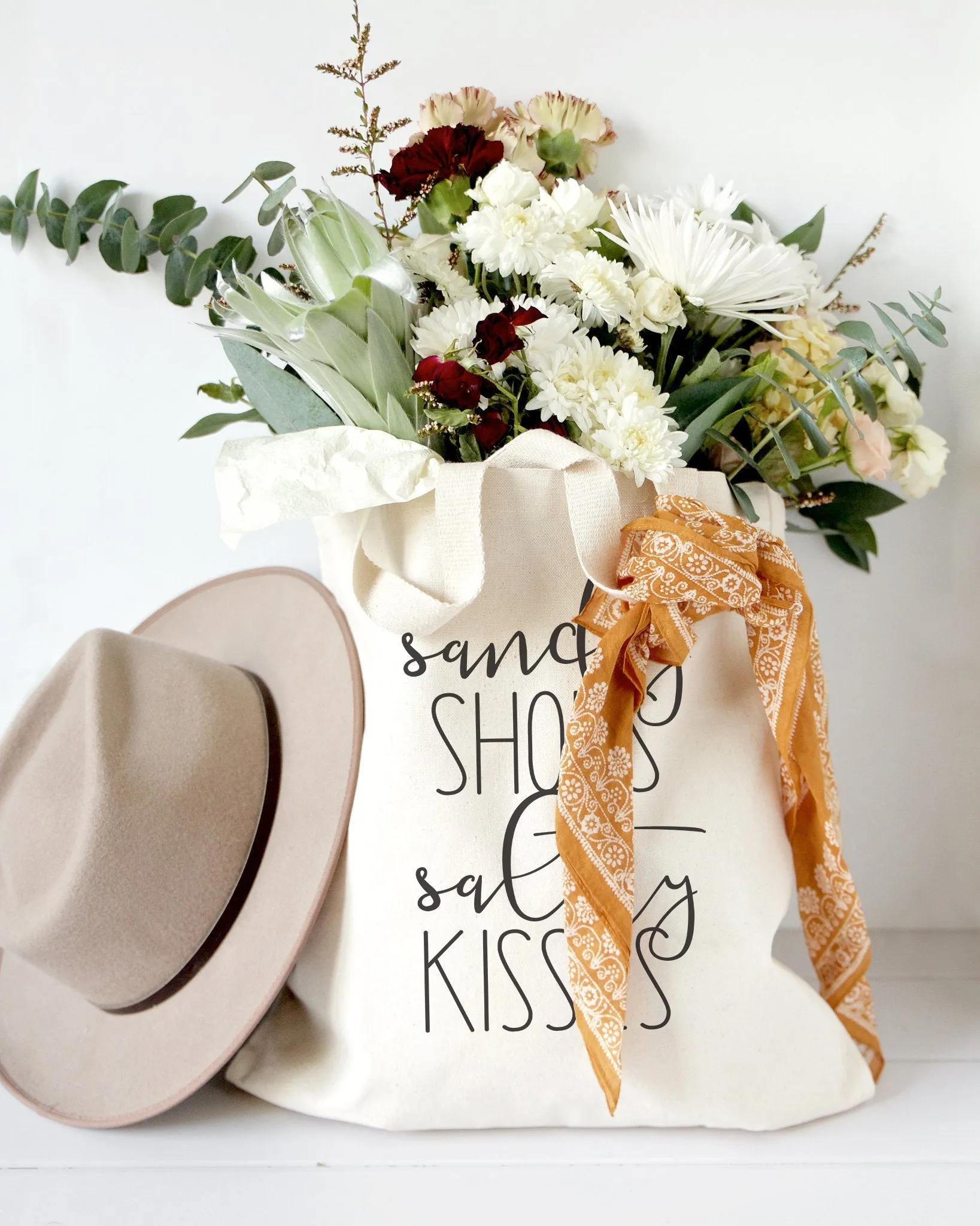 Sandy Shoes and Salty Kisses Cotton Canvas Tote Bag sold by Beach Bunny product image thumbnail 4