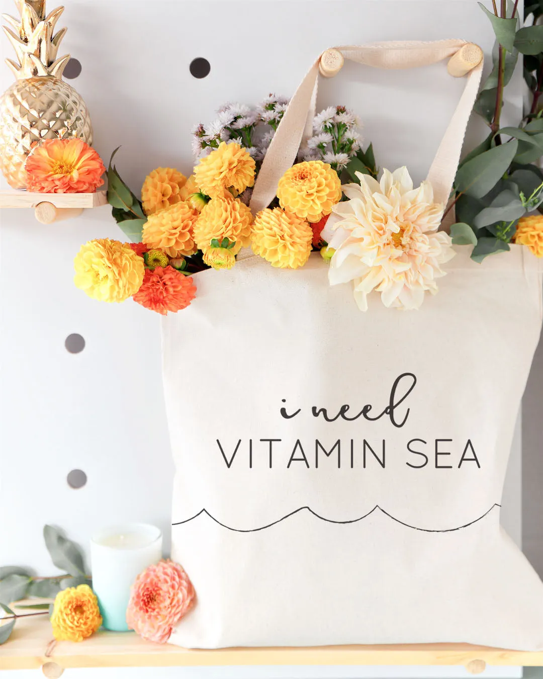 I Need Vitamin Sea Cotton Canvas Tote Bag sold by Beach Bunny product image thumbnail 5