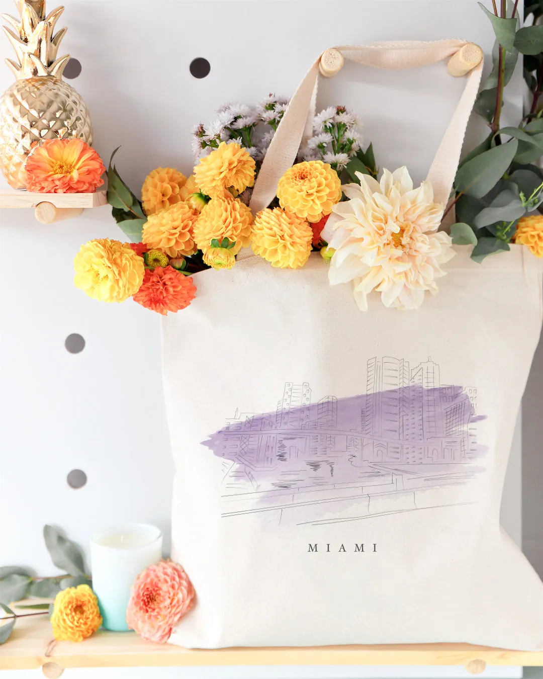 Miami Cityscape Cotton Canvas Tote Bag sold by Beach Bunny product image thumbnail 4