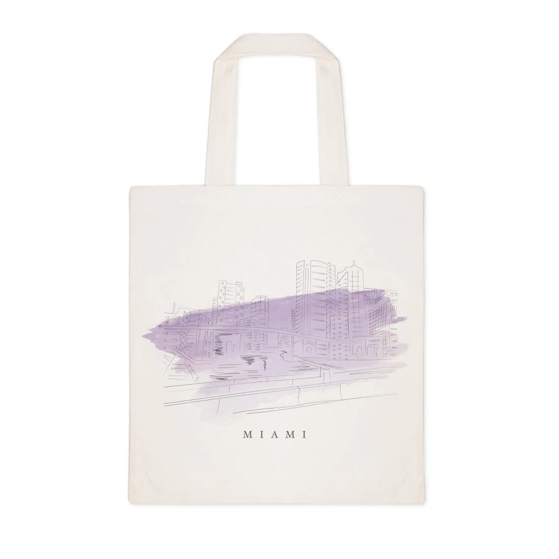Miami Cityscape Cotton Canvas Tote Bag sold by Beach Bunny