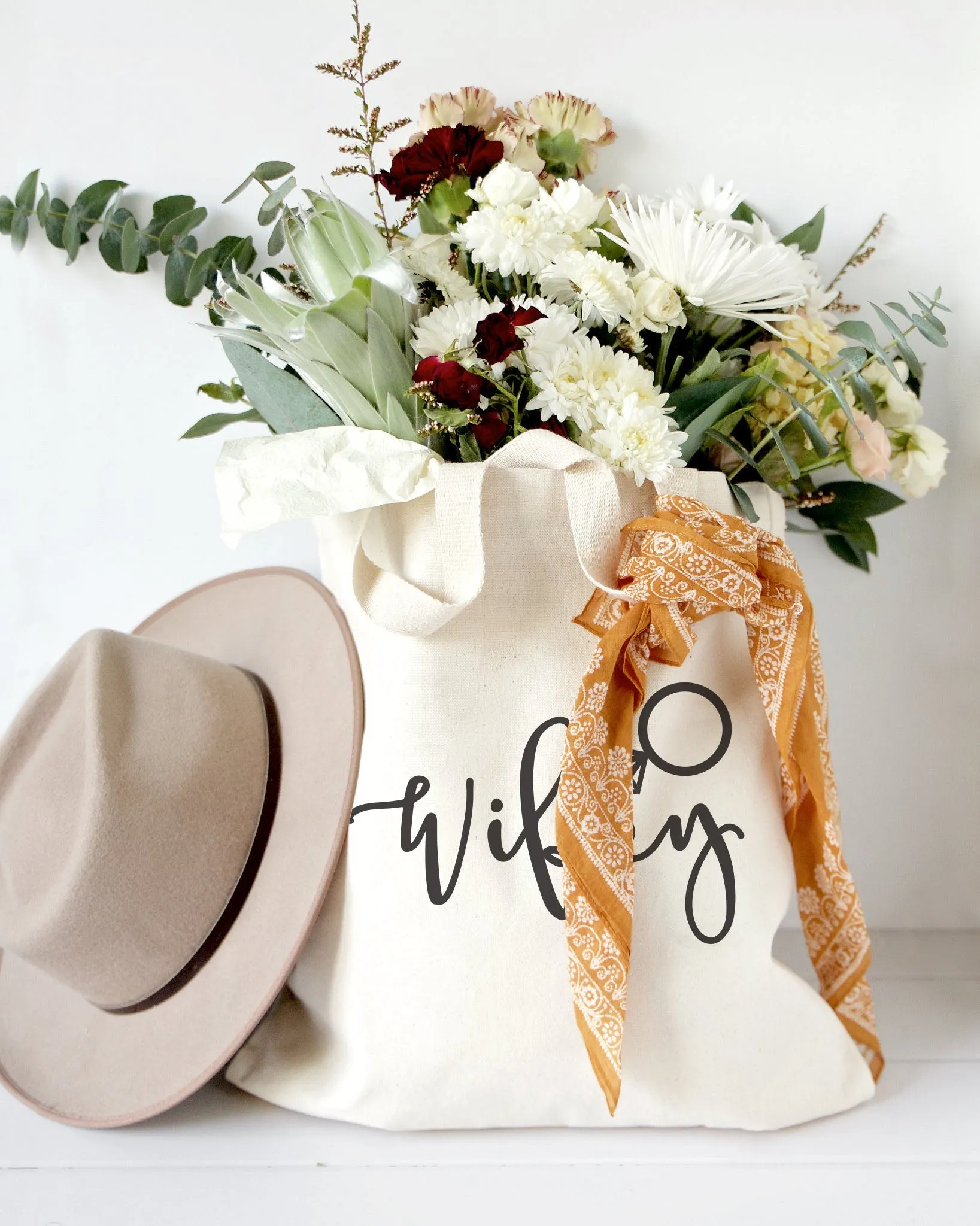 Wifey Wedding Cotton Canvas Tote Bag sold by Beach Bunny product image thumbnail 5