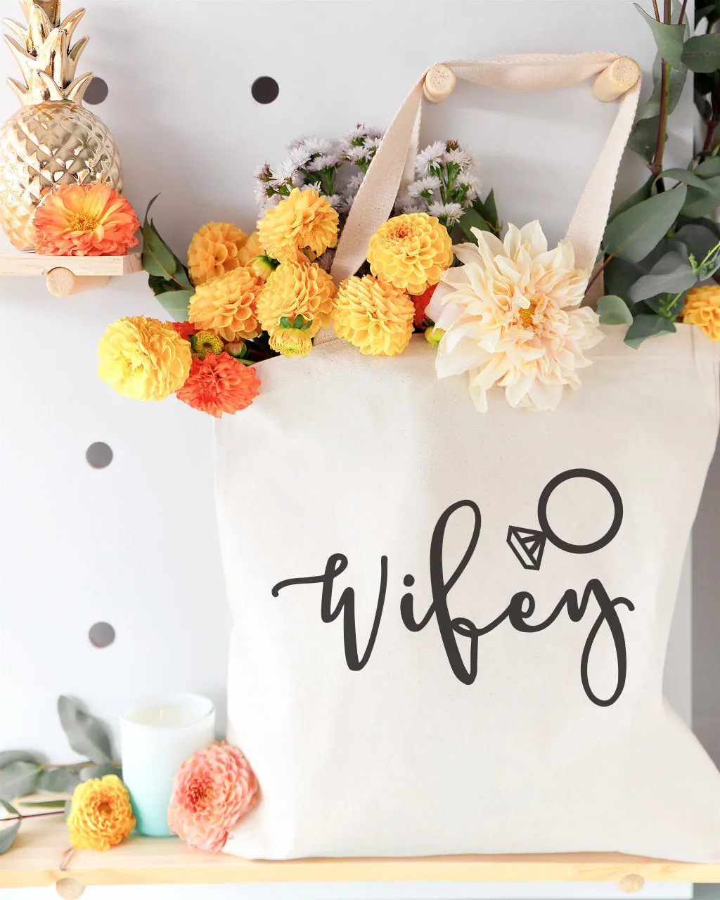 Wifey Wedding Cotton Canvas Tote Bag sold by Beach Bunny product image thumbnail 3