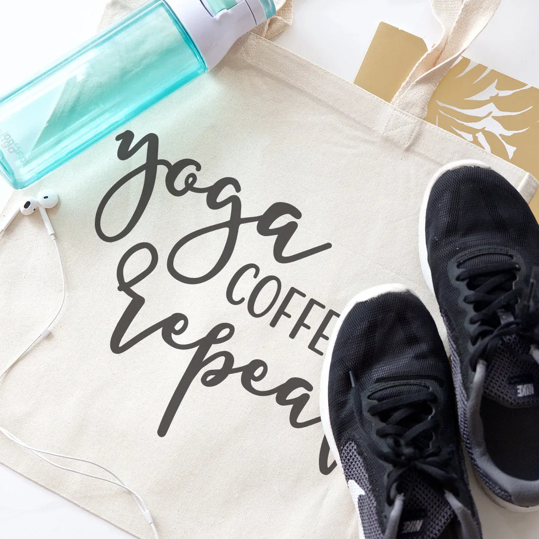 Yoga, Coffee and Repeat Gym Cotton Canvas Tote Bag sold by Beach Bunny product image thumbnail 3
