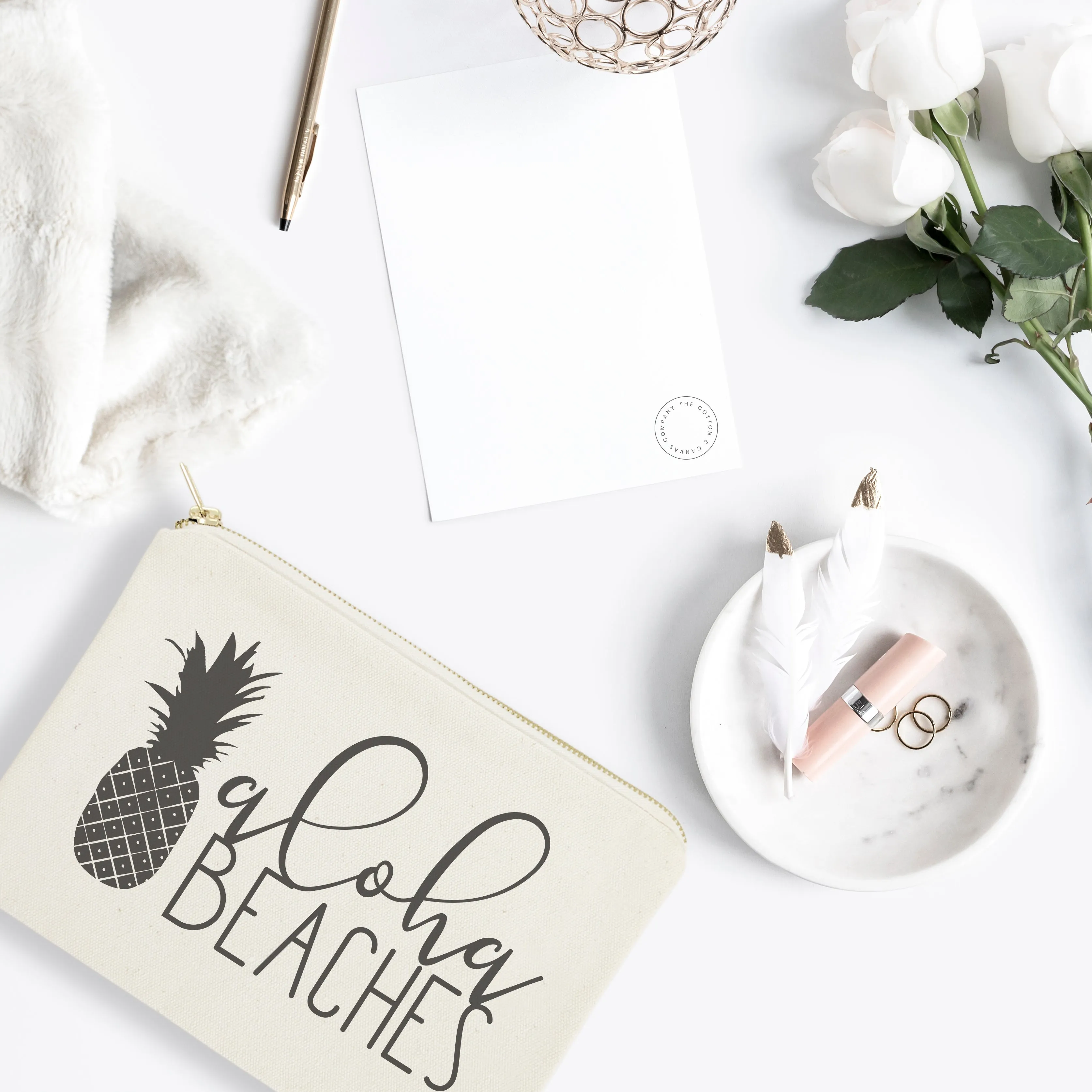 Aloha Beaches Cotton Canvas Cosmetic Bag sold by Beach Bunny product image thumbnail 3