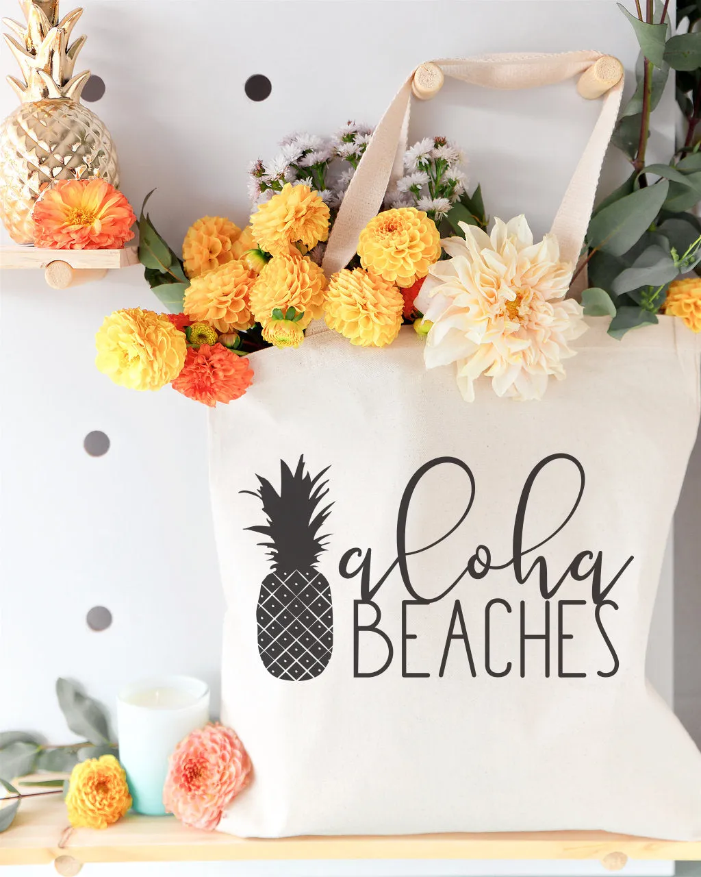 Aloha Beaches Cotton Canvas Tote Bag sold by Beach Bunny product image thumbnail 4