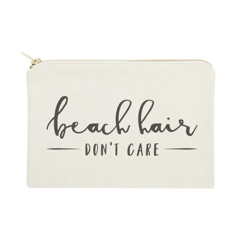 Beach Hair Don't Care Cotton Canvas Cosmetic Bag sold by Beach Bunny