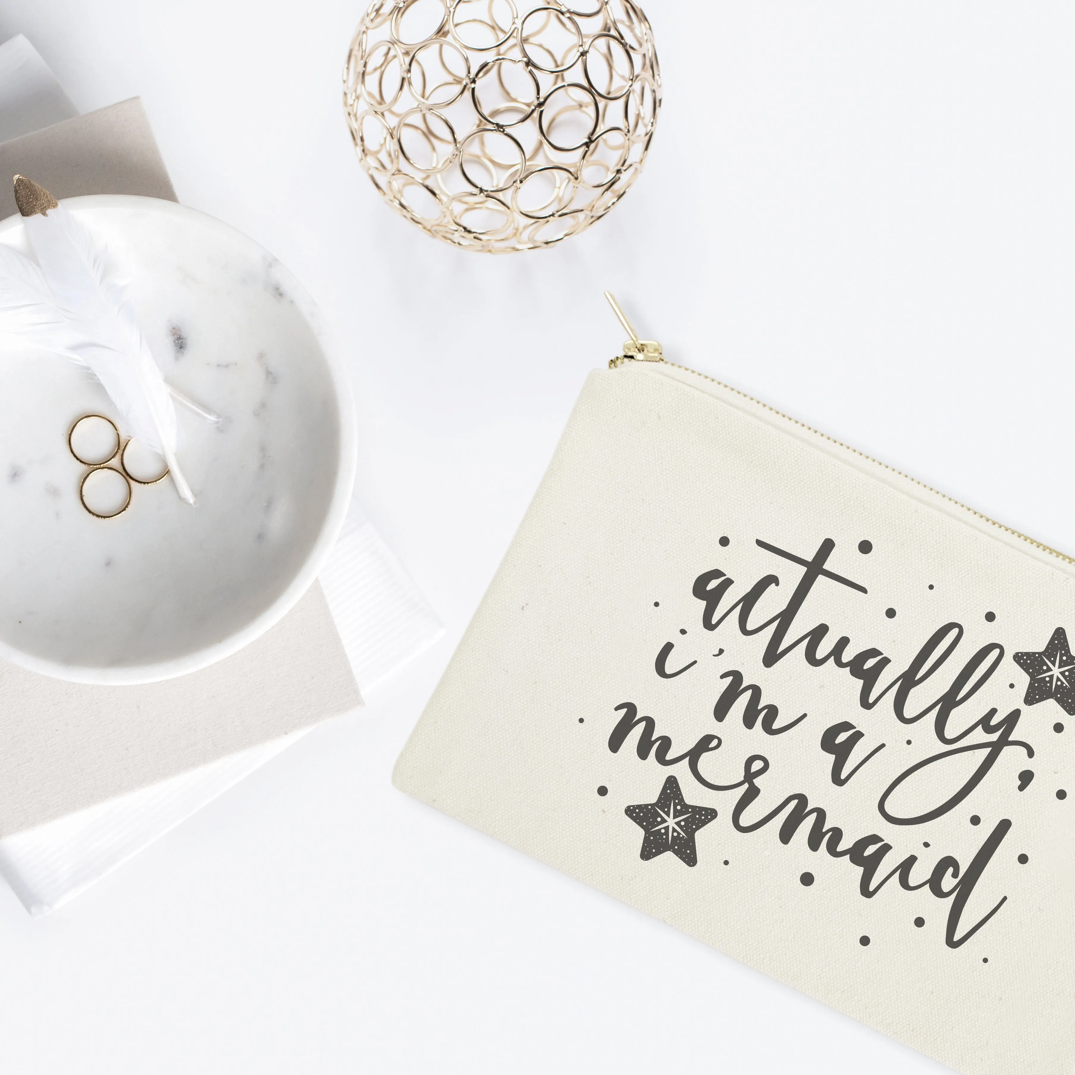 Actually, I'm a Mermaid Cotton Canvas Cosmetic Bag sold by Beach Bunny product image thumbnail 3