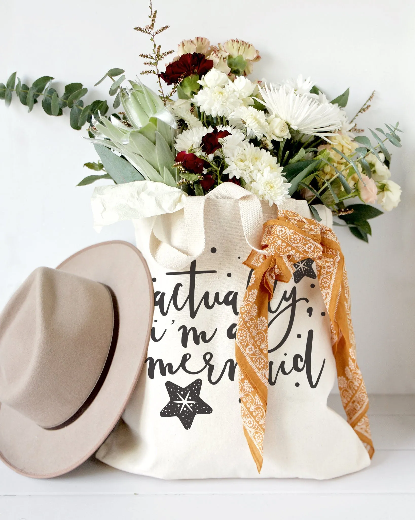 Actually, I'm a Mermaid Cotton Canvas Tote Bag sold by Beach Bunny product image thumbnail 5