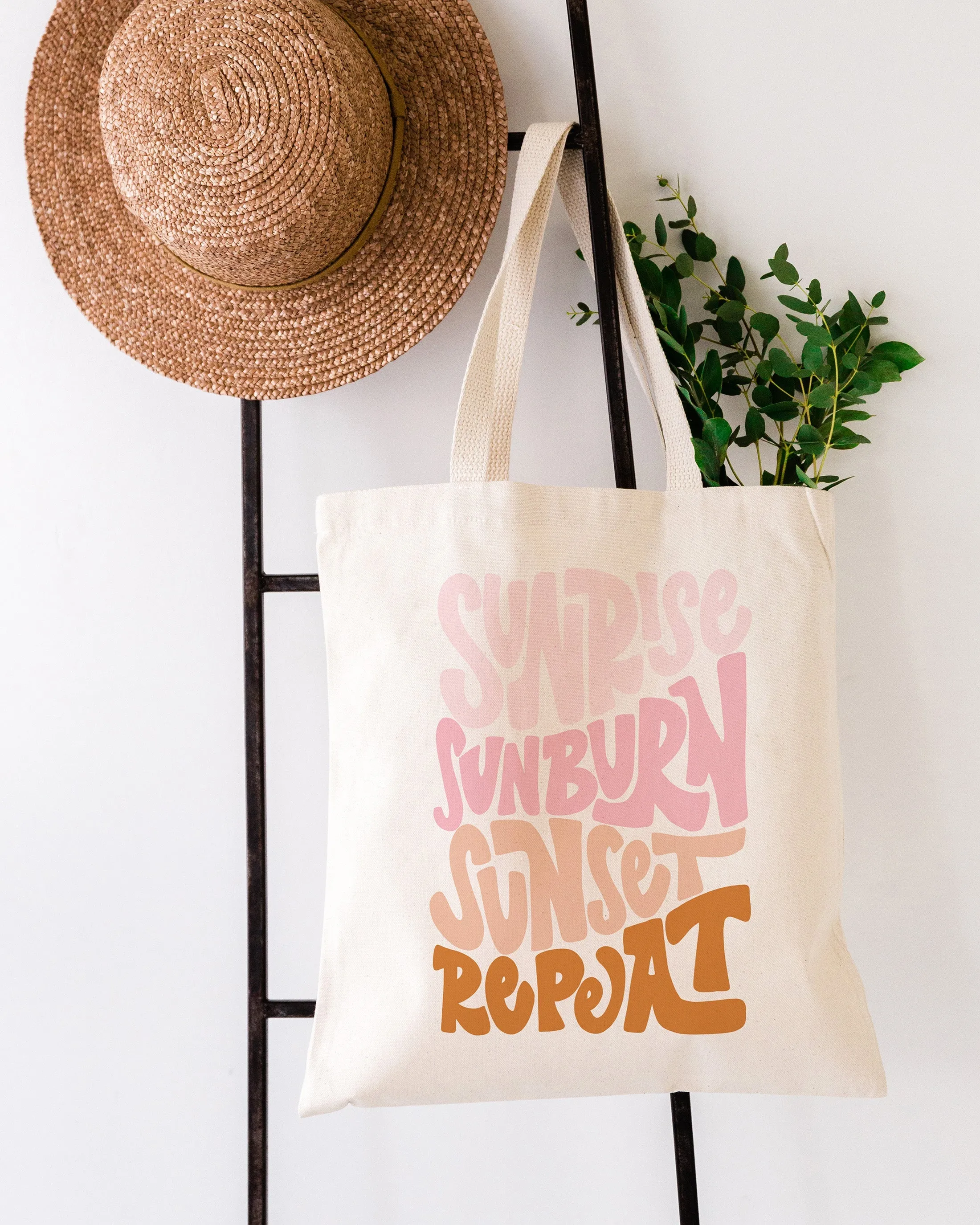 Sunrise Sunburn Sunset Repeat Cotton Canvas Tote Bag sold by Beach Bunny product image thumbnail 3