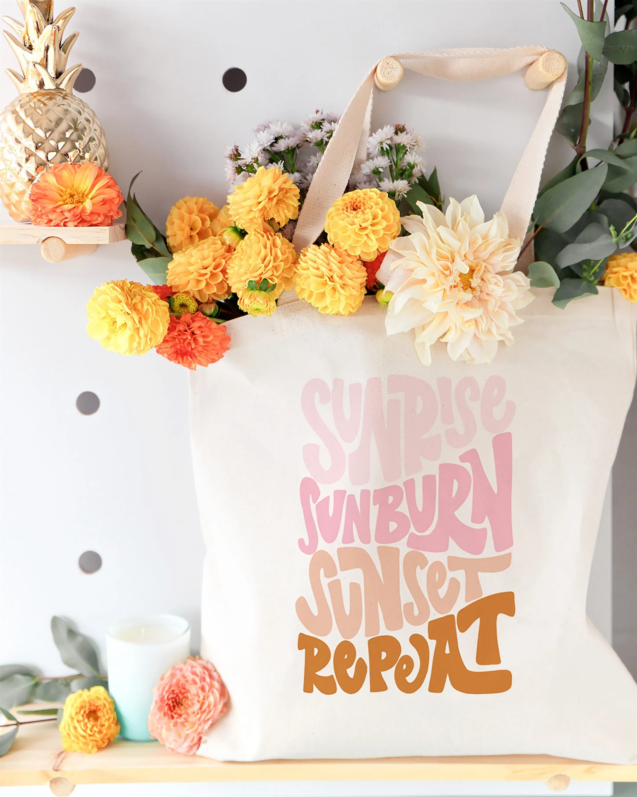 Sunrise Sunburn Sunset Repeat Cotton Canvas Tote Bag sold by Beach Bunny product image thumbnail 4