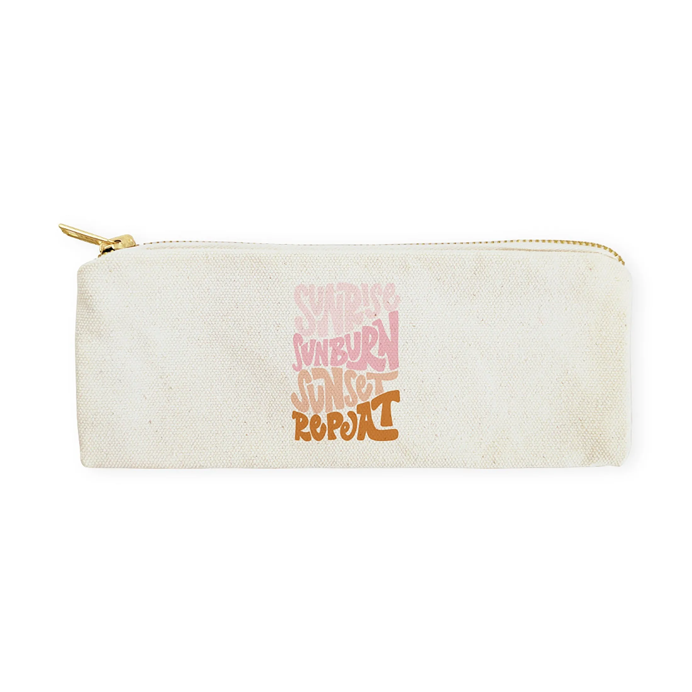 Sunrise Sunburn Sunset Repeat Cotton Canvas Pencil Case sold by Beach Bunny