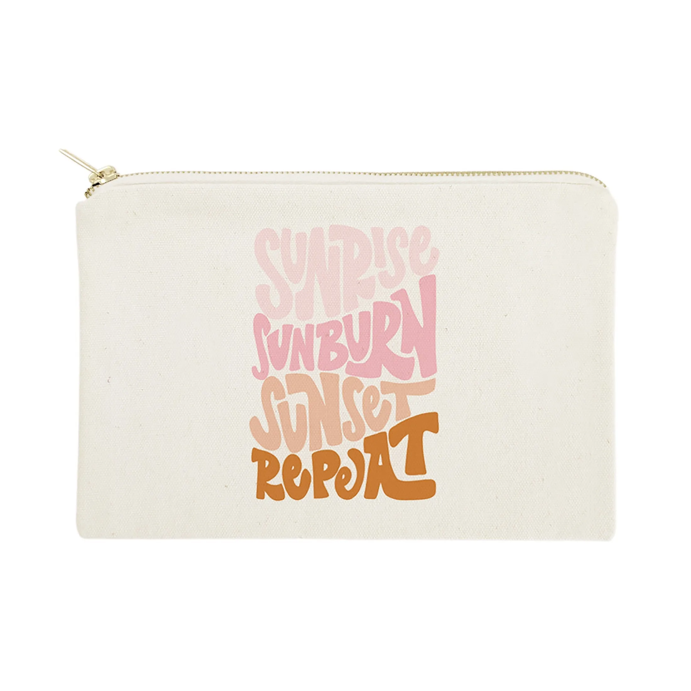 Sunrise Sunburn Sunset Repeat Cotton Canvas Cosmetic Bag sold by Beach Bunny